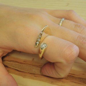 Solid 14K Yellow Gold Diamond Ring Custom Handmade Star Trek Inspired Starfleet